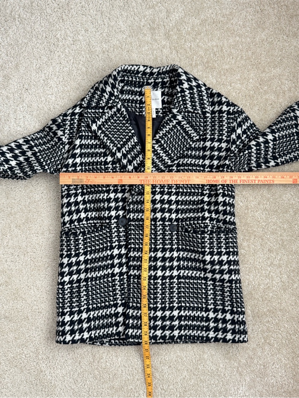 🔹 Avec Les Filles Black & White Houndstooth Wool Blend Coat | Size S - Picture 6 of 6